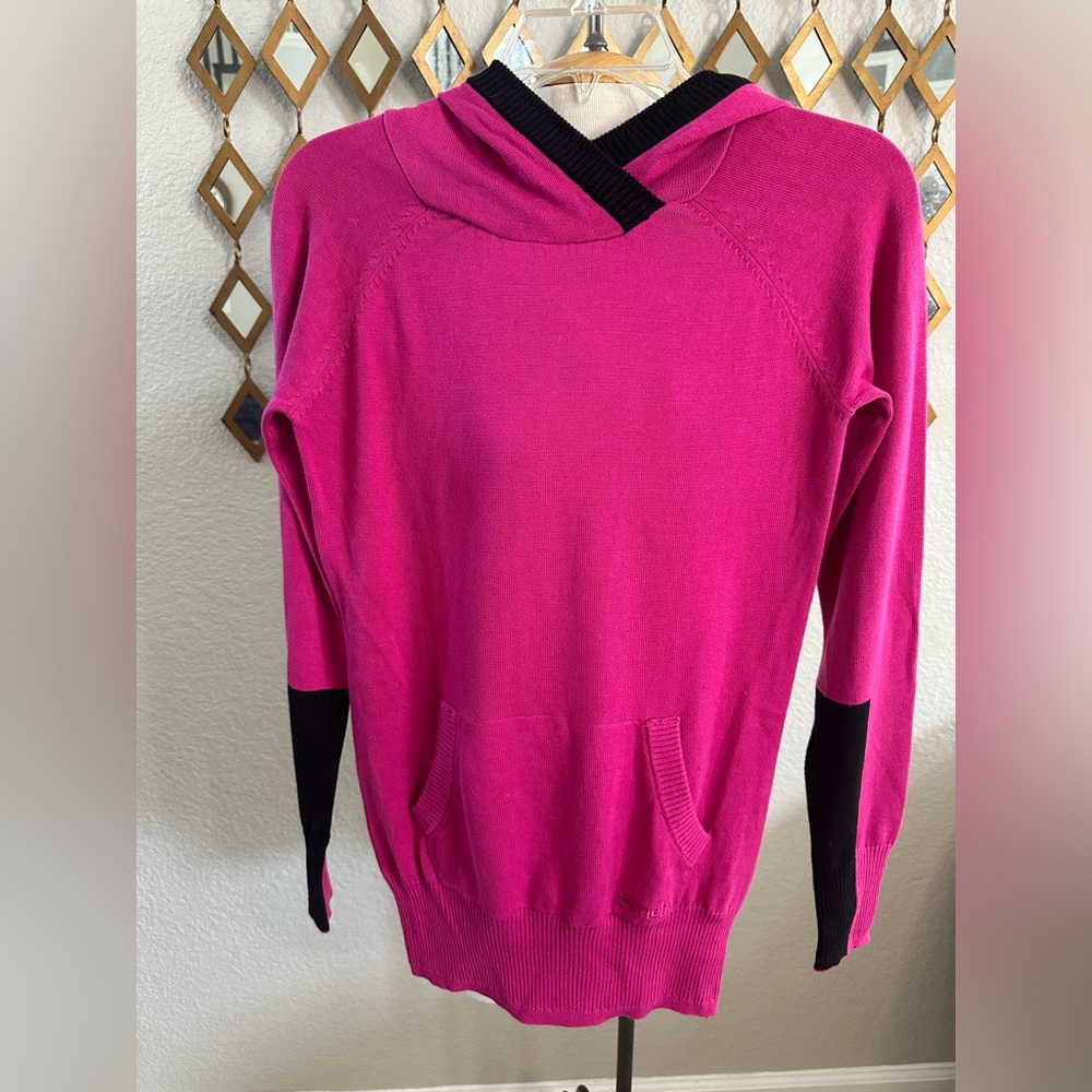 Pink and Black V-Neck Sweater